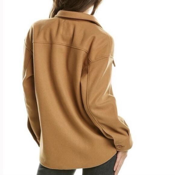 NWT Avec Les Filles Anthropologie Cognac Brown Shirt Tail Button Up Shacket - Picture 2 of 7